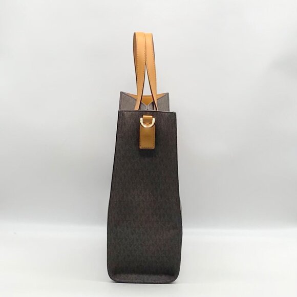 Michael Kors Brown And Marigold Canvas Large Kenly Tote Bag - Picture 3 of 11